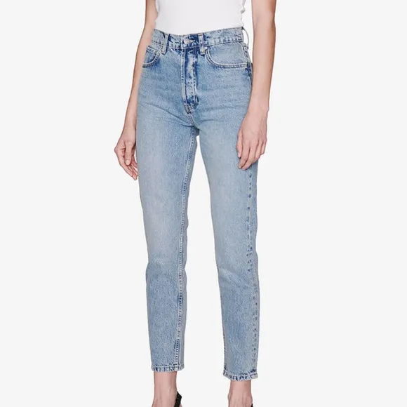 Anine Bing High Rise Jeans Sonya Fit in Washed Blue