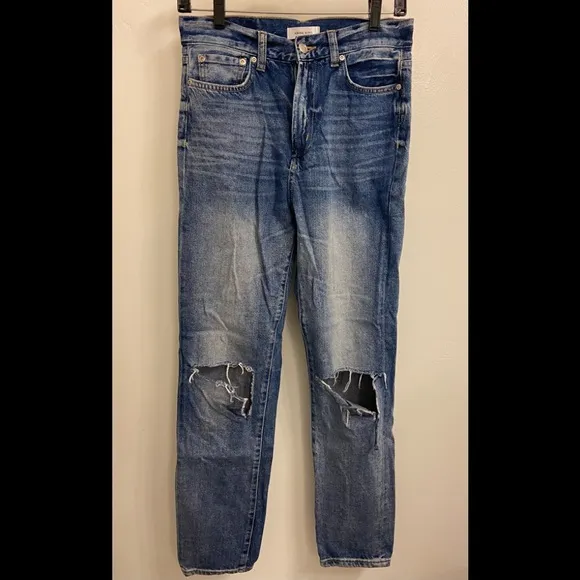Anine Bing Denim Distressed Knee Rip Jeans Blue SIze 27