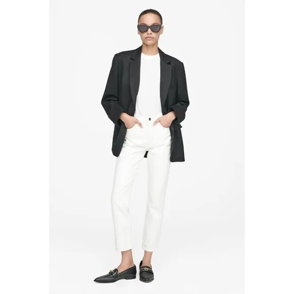 Anine Bing Jeans Sonya High Rise Ankle Slim Button Fly White Size 31 NWT $226