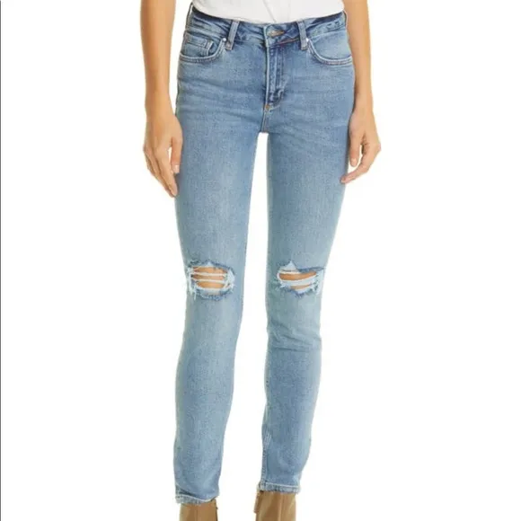 ANINE BING Gabe Ripped Mid Rise Ankle Skinny Jeans Size 26
          
      NWT