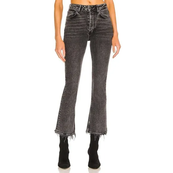 NWOT Anine Bing Lara Ankle Flare Jeans Size 25 Dark Charcoal