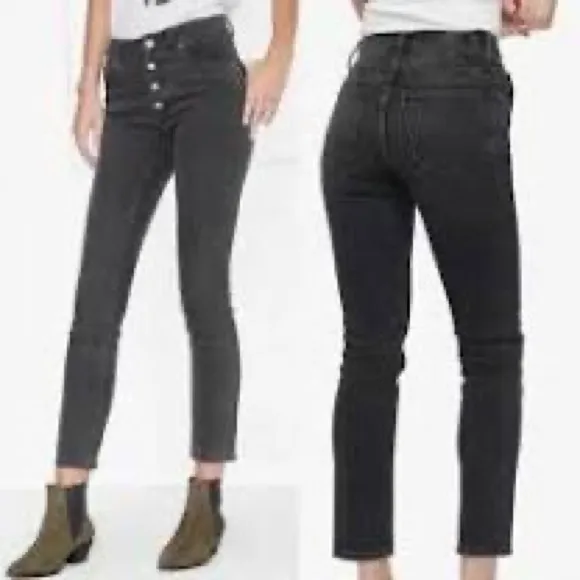 Anine Bing Frida Charcoal Gray Acid Wash Skinny Jeans in 23 Premium Denim