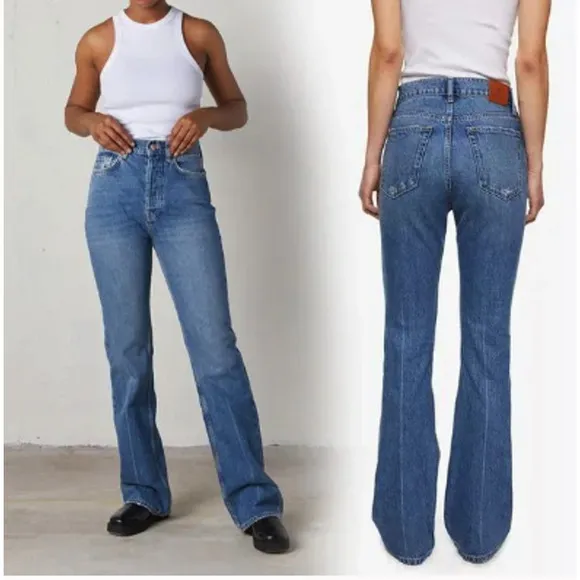 Anine Bing Bryn Effie Blue Denim Jeans High Rise Straight Leg Easy Boot 27