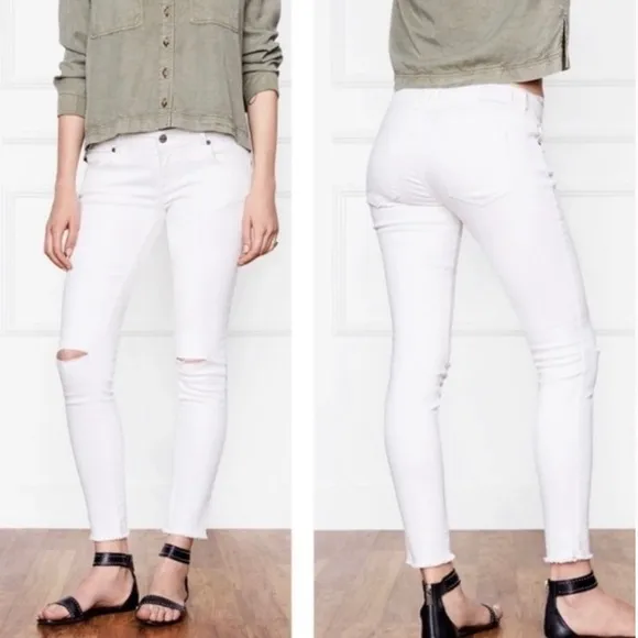 NWT ANINE BING White Raw Hem Denim Skinny Jeans sz 28
          
      NWT