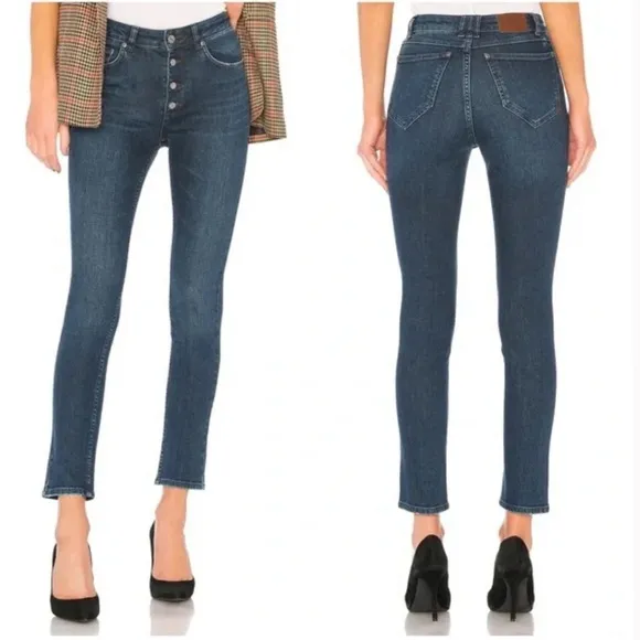Anine Bing Frida exposed buttons high waist skinny jeans