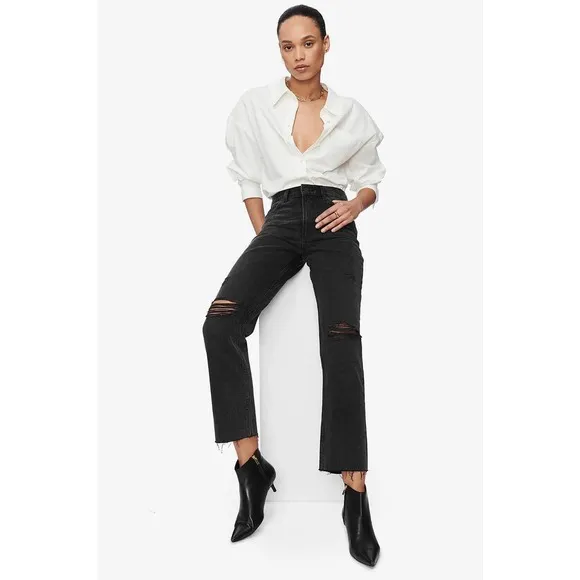 Anine Bing Etta Destructed Jean in Black Sea