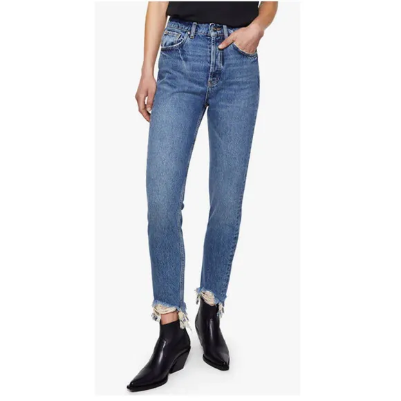 ANINE Bing Sonya Straight Leg Raw Hem Jeans