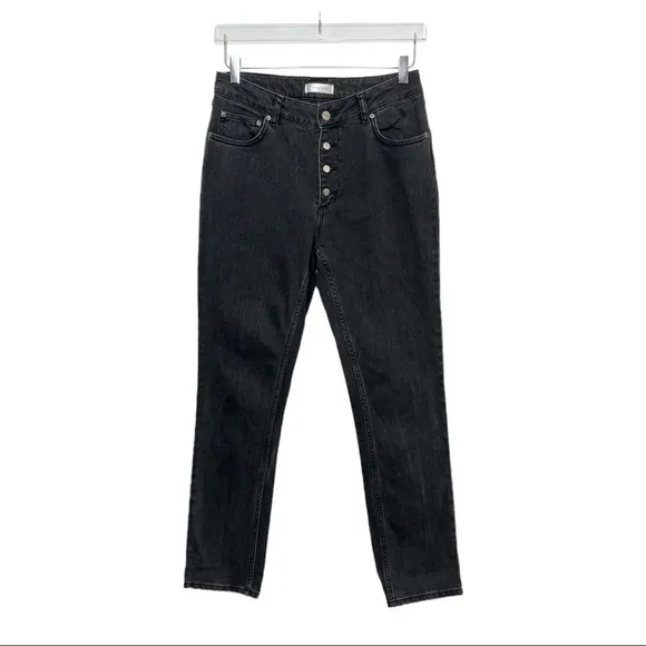 Anine Bing Black Wash Button Fly Straight Jeans Sz 30