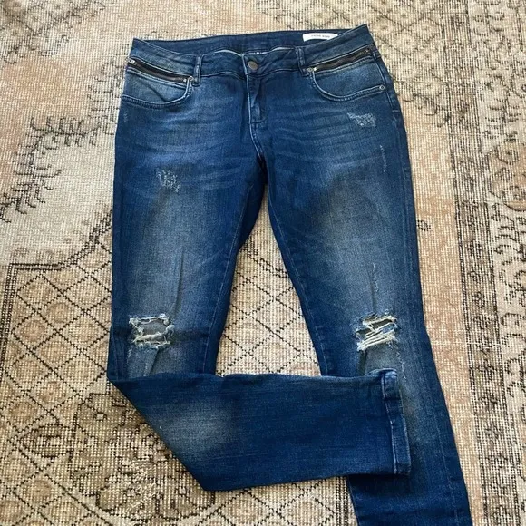 Anine Bing Double Distressed Skinny Jeans