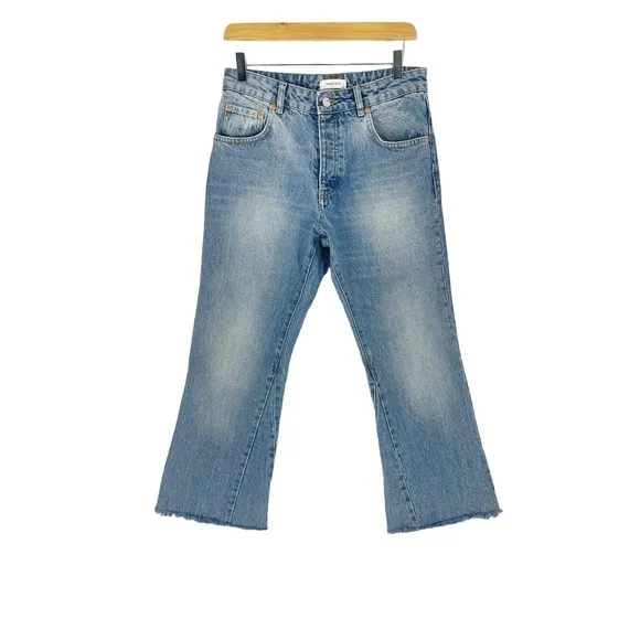 ANINE Bing Medium Wash 100% Cotton Cropped Flare Jeans Womens Size 27