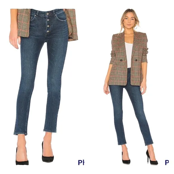 ANINE BING Medium Wash Frida High Rise Button Fly Straight Leg Jeans Size 26