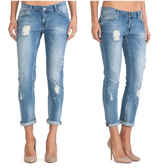 Anine Bing Low-Rise Distressed Jeans Size 29