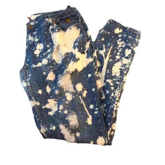 Apple Bottoms Jeans Bleached Distressed Y2K Retro Size 13/14