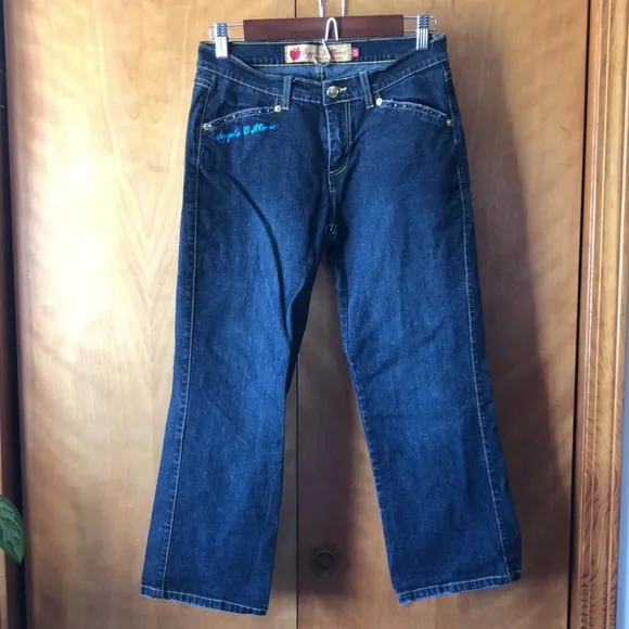 y2k Apple Bottoms Jeans Dark Wash Low Rise 7/8