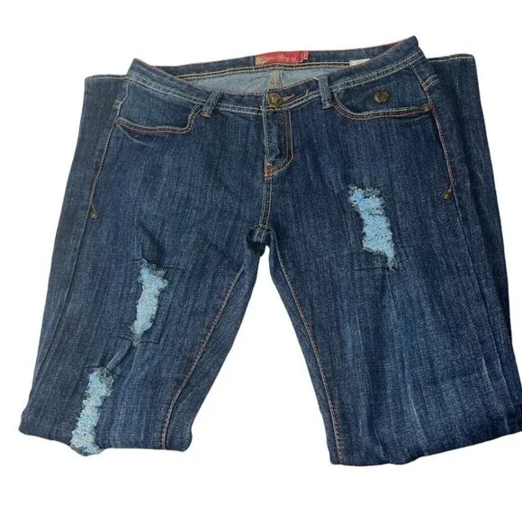 Apple Bottom Jeans Size 9/10 Medium Distressed Wash Boot Cut FLAW