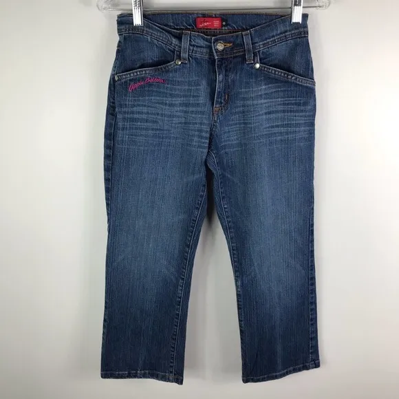 Apple Bottom Jean capris stretch pink embroidery