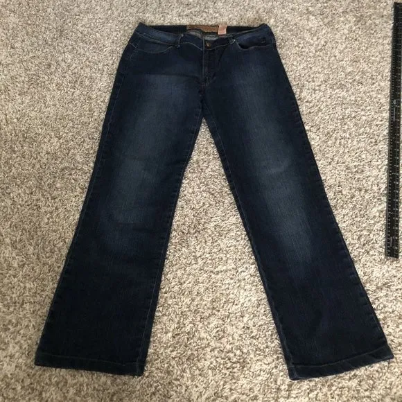 Apple Bottom Jeans Dark Wash Women's Low Rise Size 11 Embroidered Boot Cut Y2K