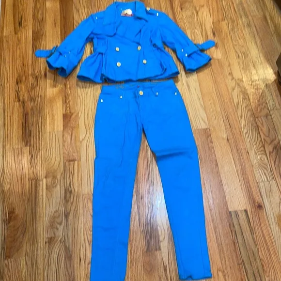 Apple Bottoms 2 piece denim jacket w jeans L, 7/8