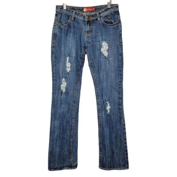 Apple Bottoms Distressed embordered Pockets and Flaps