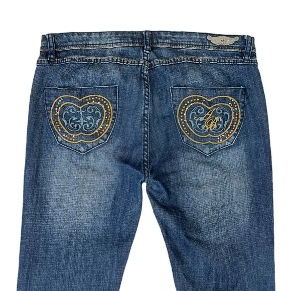 Apple Bottom Jeans Y2K Embellished Size 9 / 10 Skinny Rhinestone Distressed