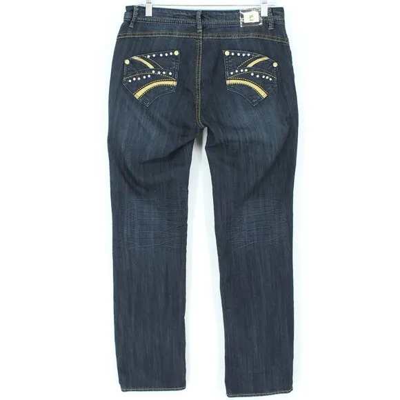 Apple Bottom Jeans Juniors Size 9 Straight Leg Dark Wash Stretch Y2K Casual