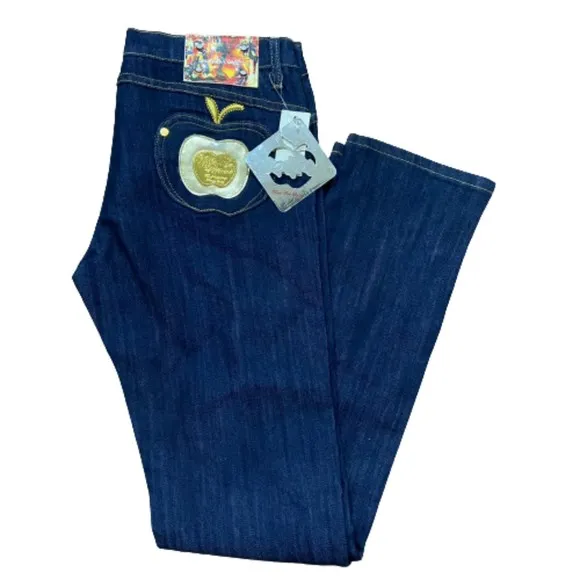 Apple Bottom NWT Cotton Y2K Dark Denim Slim Fit Women's Jeans Size 9/10
          
      NWT