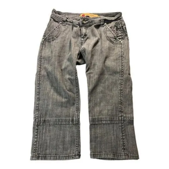 Apple Bottoms 9/10 women junior capri black jeans pants #D17