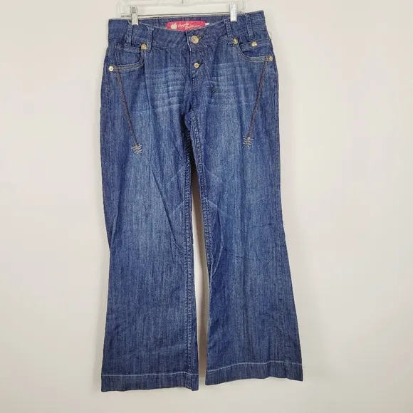 Apple Bottom Dark Stone Wash Wide Leg Vintage Jeans