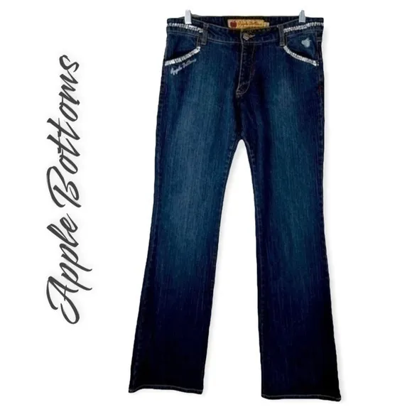 Apple Bottom Sequined Medium Wash Mid Rise Bootcut Jeans