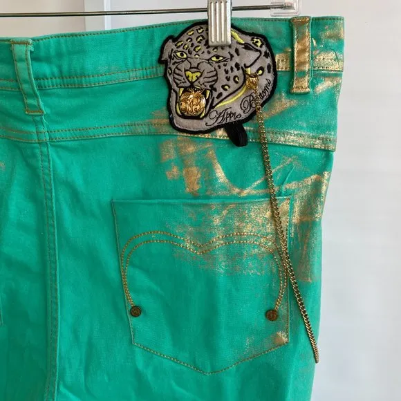 Apple Bottom's Jeans by Nelly Animal Instinct Sz 16 Turquoise Gold
          
      NWT