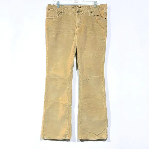 Arizona Jean Co. Womens Jeans Beige Boot-Cut 5 Pockets Corduroy Size 13