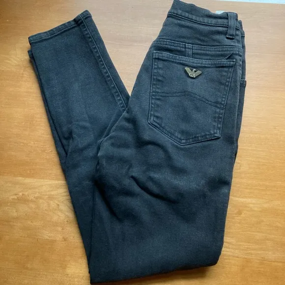 Armani high rise black skinny jeans