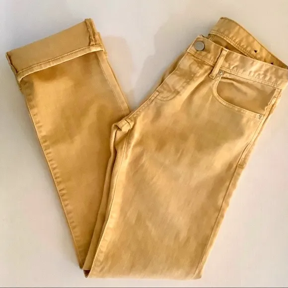 Armani Exchange Jeans Mid Rise 9” Straight Leg 33” Warm Yellow 29” Waist