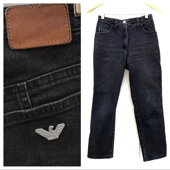 Vintage Armani High Rise Cropped Straight Jeans