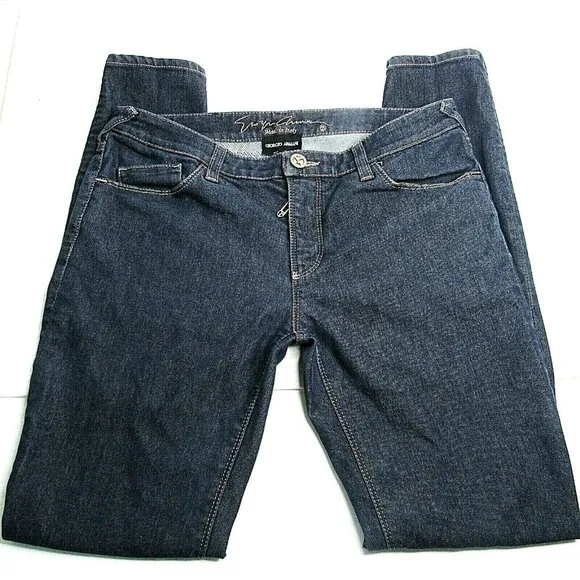 GIORGIO ARMANI J28 Dark Wash  MADE IN ITALY Skinny Jeans SZ 29" x30" x8" Rise