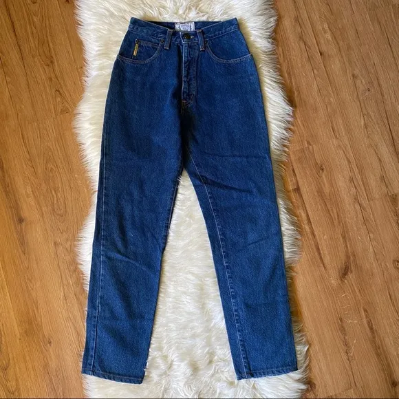 VINTAGE 80s ARMANI HIGH WAISTED DARK DENIM JEANS