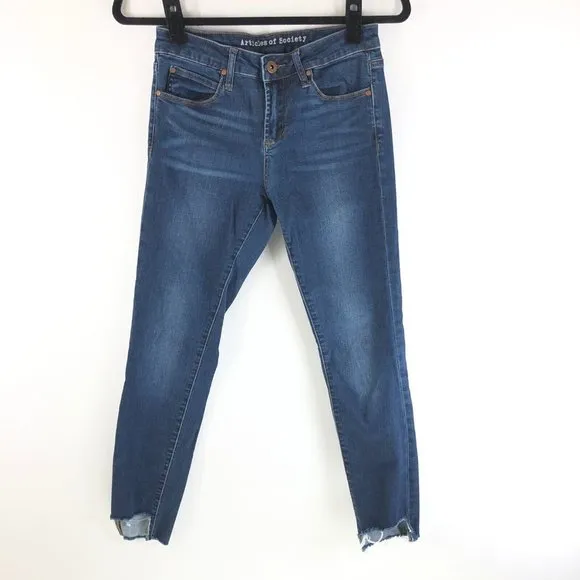 Articles of Society Womens Jeans Skinny Raw Hem Dark Wash Stretch 26
