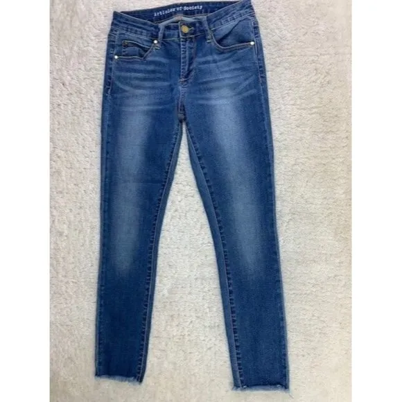 Articles Of Society Size 25 Womens Jeans Skinny Raw Hems Stretch Low Rise
