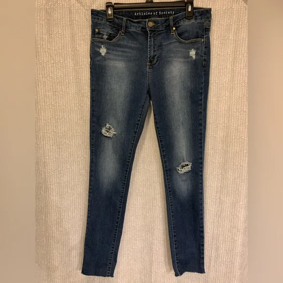 Articles Of Society Distressed Raw Hem Skinny Jeans