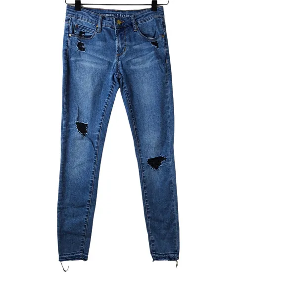 Articles of Society Mead Wash Rip & Repair Distressed Raw Hem Jeans Size 27