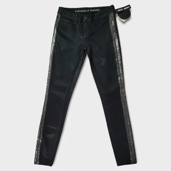 Articles of Society Jeans Size 24 Black Silver Skinny Metallic
          
      NWT