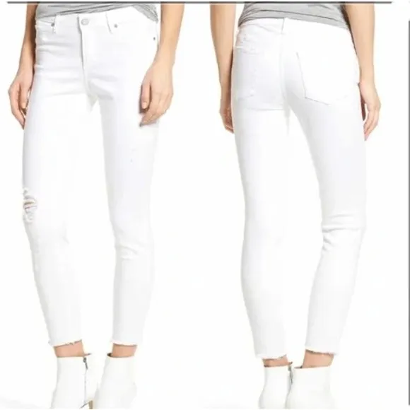 Articles of Society White Skinny Crop Cannes Frayed Hem Jeans - Size 30