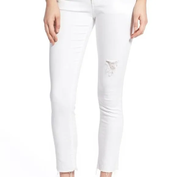 Articles of Society white destroyed raw hem jeans