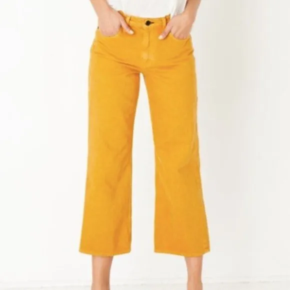 ASKK NY Mustard Yellow Crop Wide Leg Jean 29