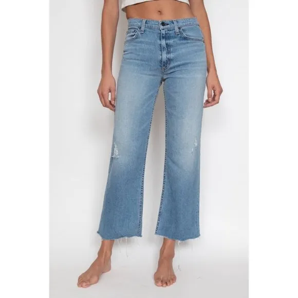 ASKK NY Crop Wide Leg Frayed Hem Jeans - Trestles - Size 24
