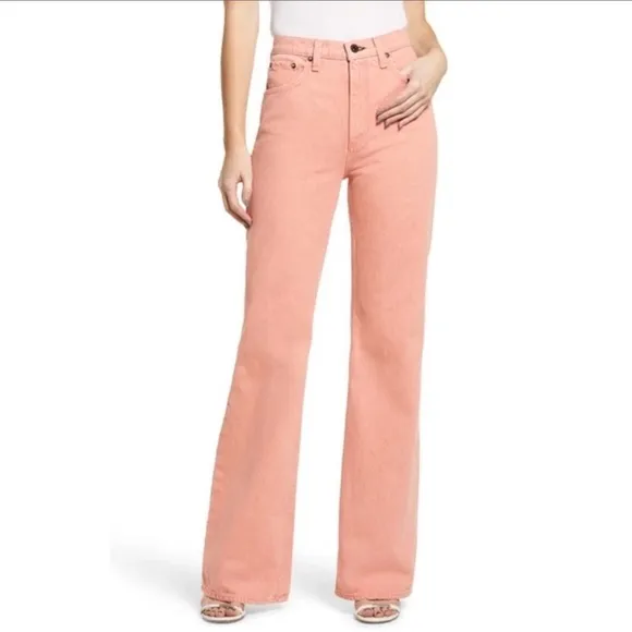 ASKK NY Kick Straight High Rise Jeans Pink Stone Size 31
