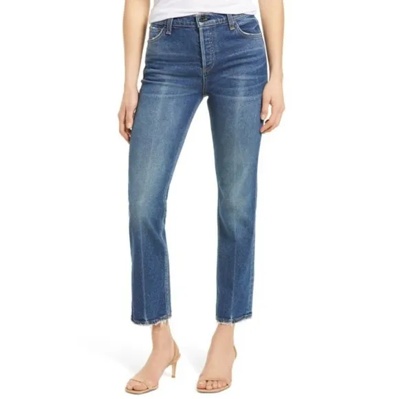 ASKK NY Jeans High Waist Ankle Straight Leg Jeans In Gunnison Size 24