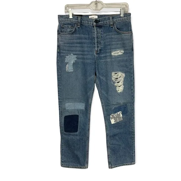 Askk NY Palm Denim Patchwork High Rise Straight Crop Jeans, 29
          
      NWT