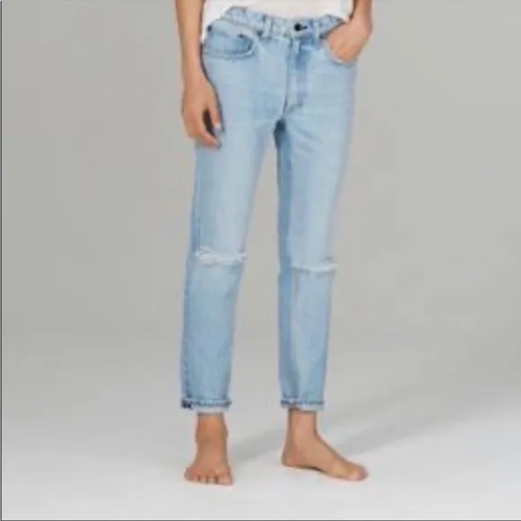 ASKK NY Distressed Light Wash Carrot Fit Japanese Denim Jeans, Size 29x28
          
      NWT