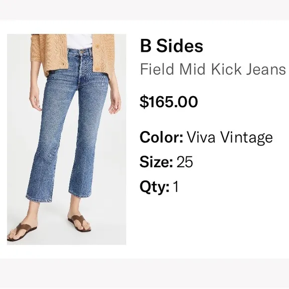 B. Sides Field Mid Kick Jean Sz 25